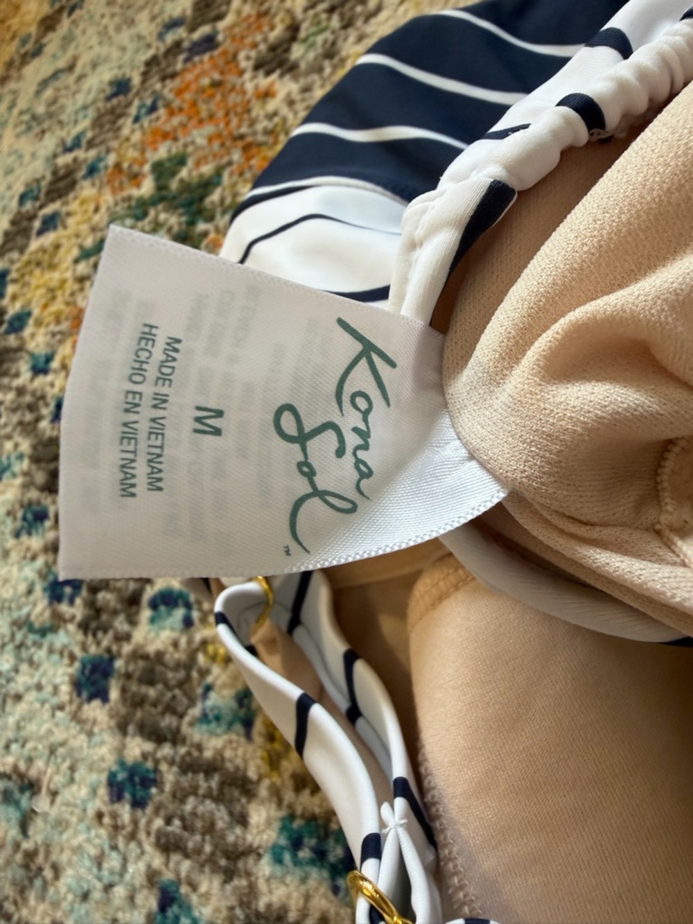 Kona Sol White and Navy Striped Swimsuit - Picture 5 of 5